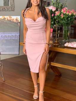 Chancery Sallie cowl neck dress pink size 8