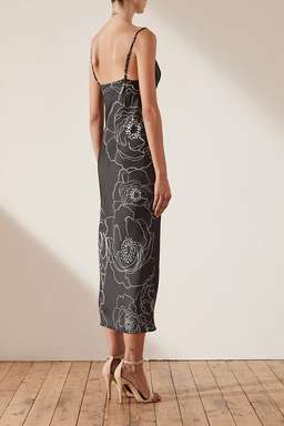 Shona Joy Lucca Bias Slip Midi Dress Black Size 8