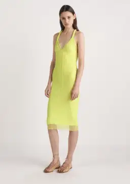 Dion Lee Sheer Pleat Twist Tank Midi Dress Zest Yellow Size 4