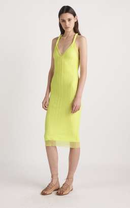 Dion Lee SHEER PLEAT TWIST TANK DRESS Zest Yellow size 4
