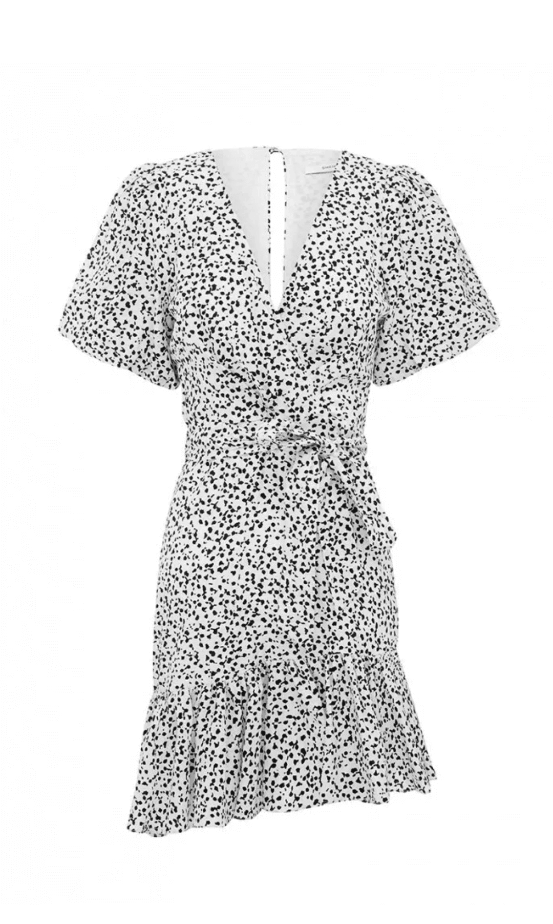 Sheike Milly Puff Sleeves Frill Mini Dress White/Black Dot Size 6 / XS for rent on The Volte - main image