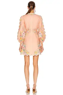 Zimmermann Zinnia Scallop Mini Dress in Coral Floral Size 0 (AU 8) for rent on The Volte - image 2