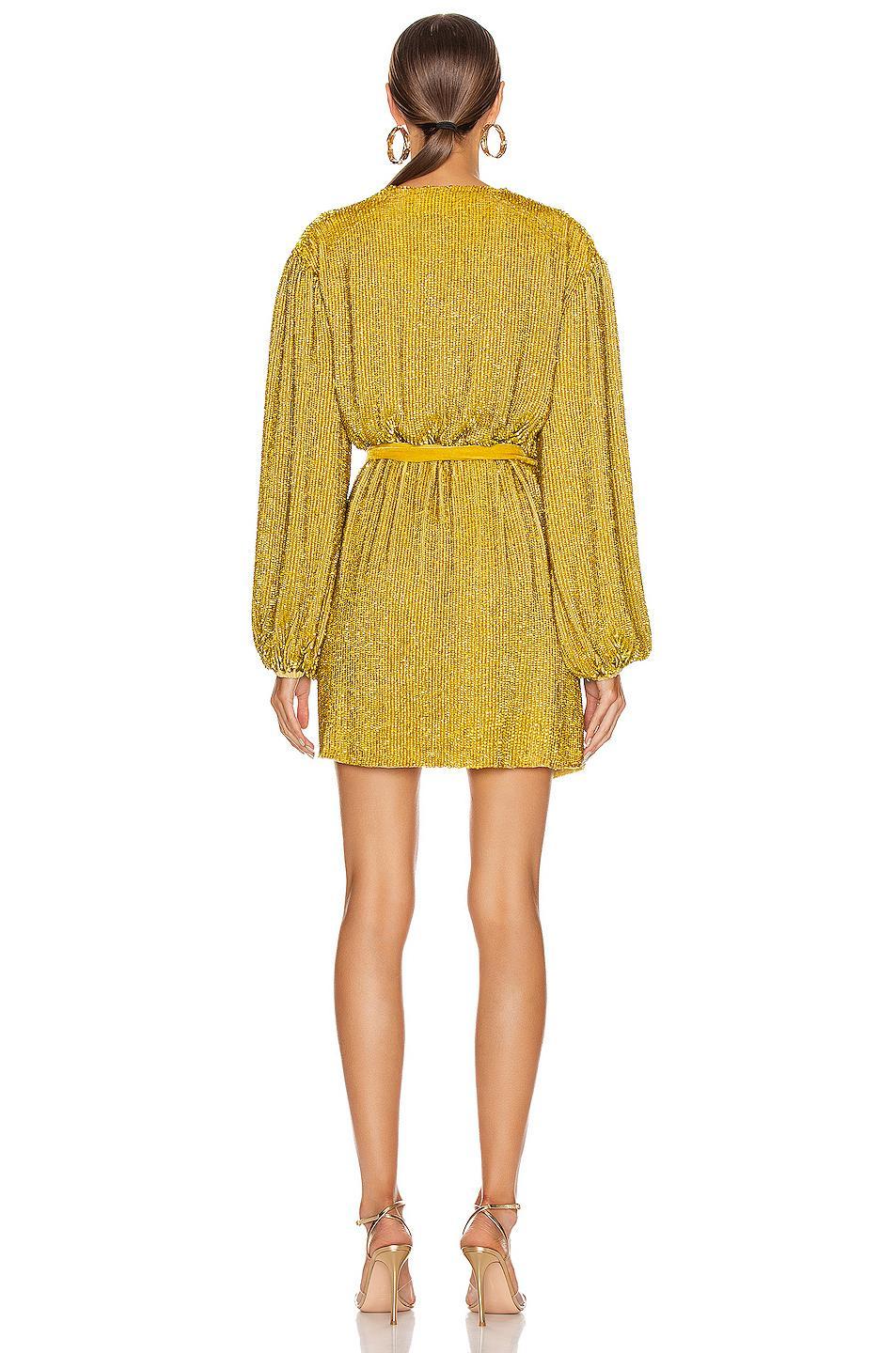 Retrofete Gabrielle Robe Mini Dress in Citrus Size S / Au 8 (BNWT!) for rent on The Volte - main image