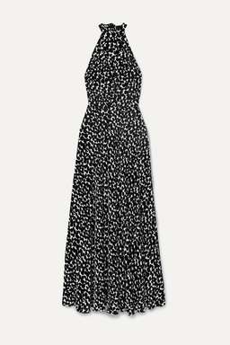 Raquel Diniz - Giovanna printed velvet halterneck gown in Black/white, Size 6 for rent on The Volte - image 2