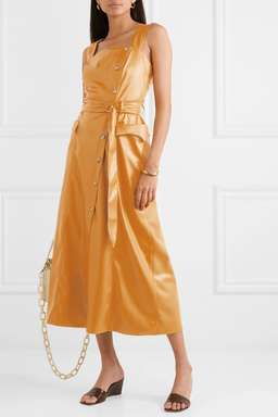 Nanushka - Moun belted vegan leather wrap-effect midi dress in Mustard Yellow (size S/8) for rent on The Volte - image 1