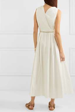 Nanushka - Lilith vegan leather-trimmed cotton-poplin maxi dress in White (size 8) NEVER WORN! for rent on The Volte - image 4