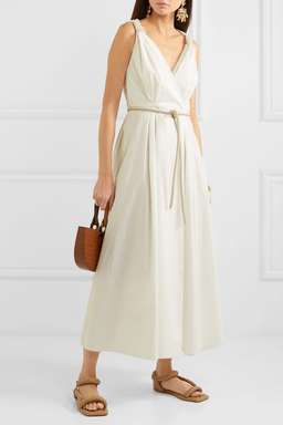 Nanushka - Lilith vegan leather-trimmed cotton-poplin maxi dress in White (size 8) NEVER WORN! for rent on The Volte - image 2