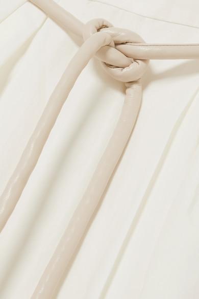 Nanushka - Lilith vegan leather-trimmed cotton-poplin maxi dress in White (size 8) NEVER WORN! for rent on The Volte - main image