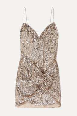 Magda Butrym - Deva twisted embellished sequined satin mini dress in Gold (size 10) for rent on The Volte - image 4