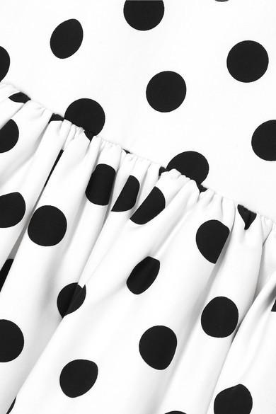 Rebecca De Ravenel - Tie-detailed polka-dot cotton-blend maxi dress in White with black Size AU 6 NEVER WORN for rent on The Volte - main image