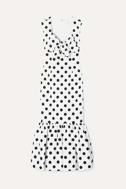 Rebecca De Ravenel - Tie-detailed polka-dot cotton-blend maxi dress in White with black Size AU 6 NEVER WORN for rent on The Volte - image 2