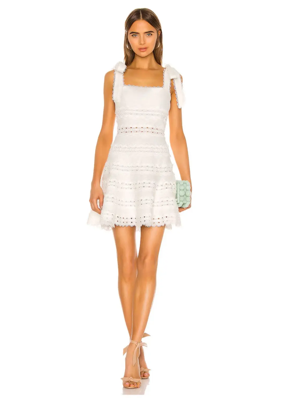 Zimmermann Kirra Tie Shoulder Mini Dress Ivory Size 1 / AU 10 for rent on The Volte - main image