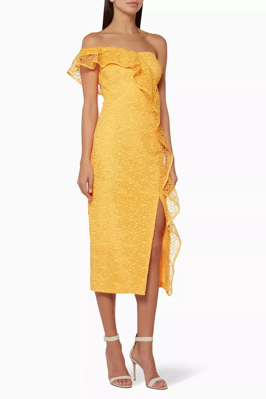 Rebecca Vallance Baha Midi Dress Yellow Size 6 for rent on The Volte - main image