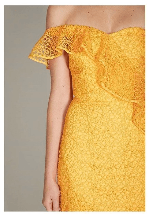 Rebecca Vallance Baha Midi Dress Yellow Size 6 for rent on The Volte - main image