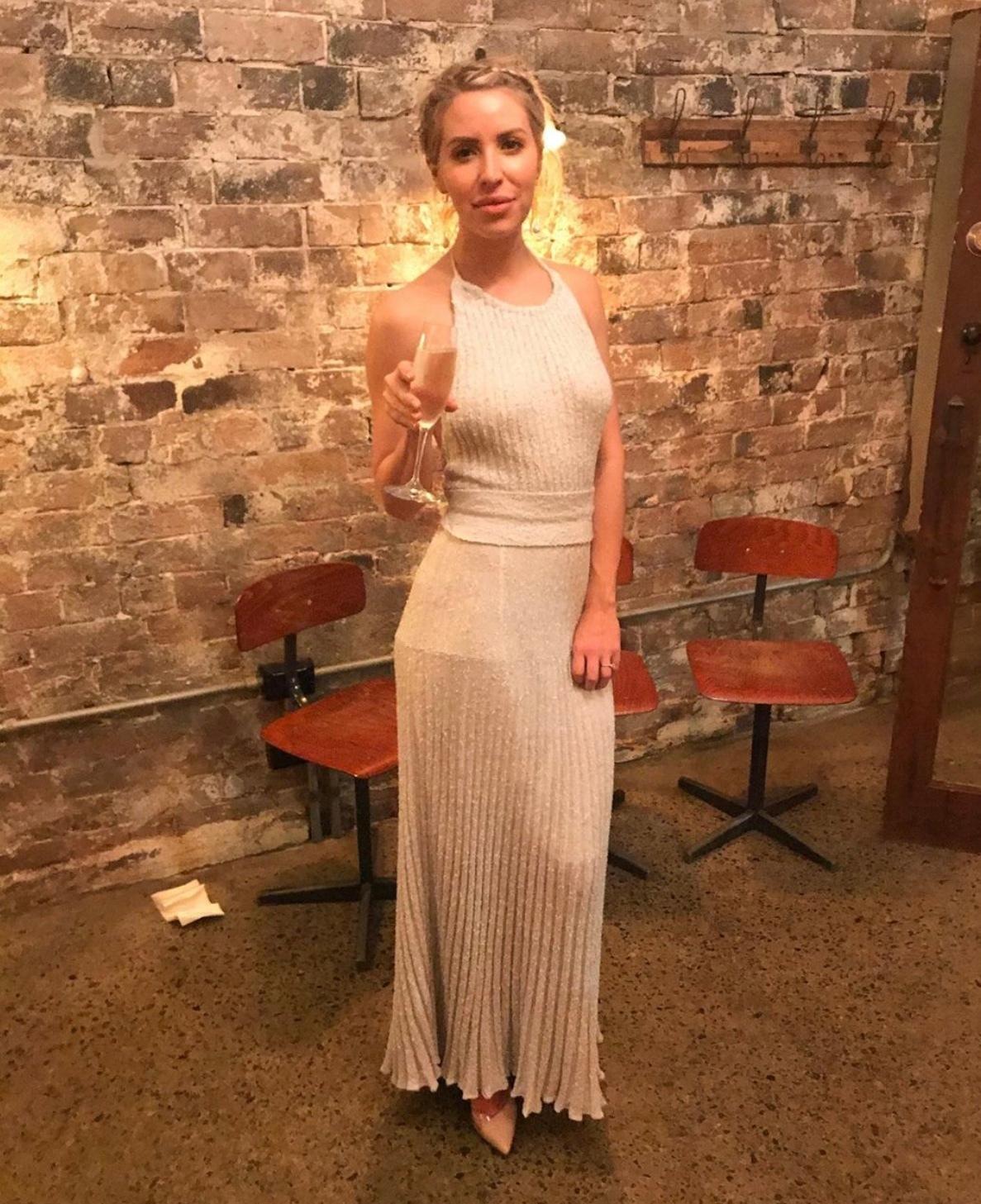 Scanlan Theodore Calypso Tinsel Halter Gown Pale Grey Size S / Au 8 - Image 4