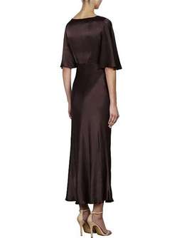 Shona Joy Wright Flutter Sleeve Bias Midi Dress Espresso Size 8