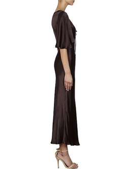 Shona Joy Wright Flutter Sleeve Bias Midi Dress Espresso Size 8