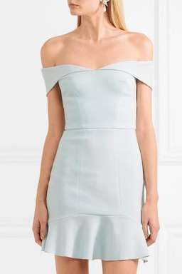 Rebecca Vallance Hamptons Off The Shoulder Crepe Mini Dress in Size 10 for rent on The Volte - image 3