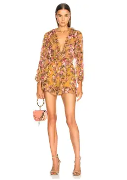 Zimmermann Golden Ruffle Playsuit Sienna Bouquet Floral Size 8 for rent on The Volte - image 1