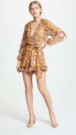 Zimmermann Golden Ruffle Playsuit Sienna Bouquet Floral Size 8 for rent on The Volte - image 3