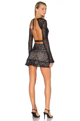 For Love and Lemons Lace Emerie Cutout Dress Black Size 6 for rent on The Volte - image 2