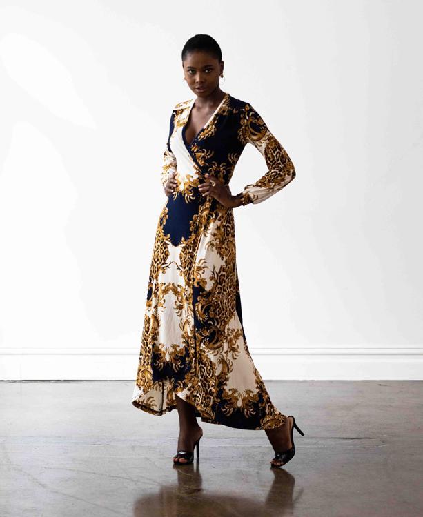 Mónica The Label Baroque Print Wrap Dress Size 12 - Image 2