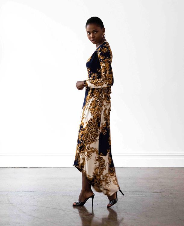 Mónica The Label Baroque Print Wrap Dress Size 12 - Image 3