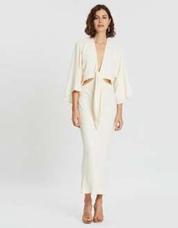 Shona Joy Lautner Tie Front Midi Dress Size 10