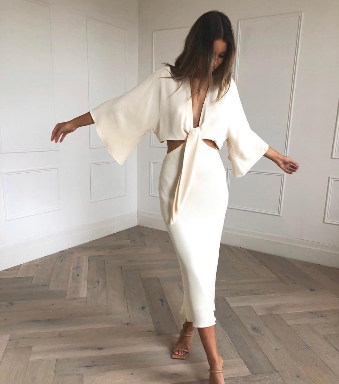 Shona Joy Lautner Tie Front Midi Dress Size 10 - Image 2