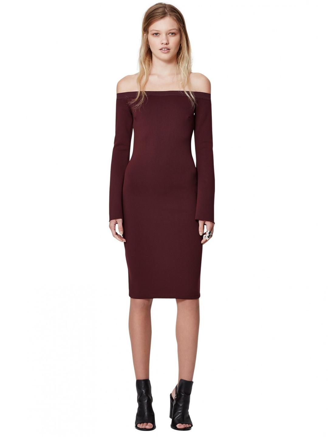 Bec and Bridge Banditti Off Shoulder Dress Claret for rent on The Volte - main image