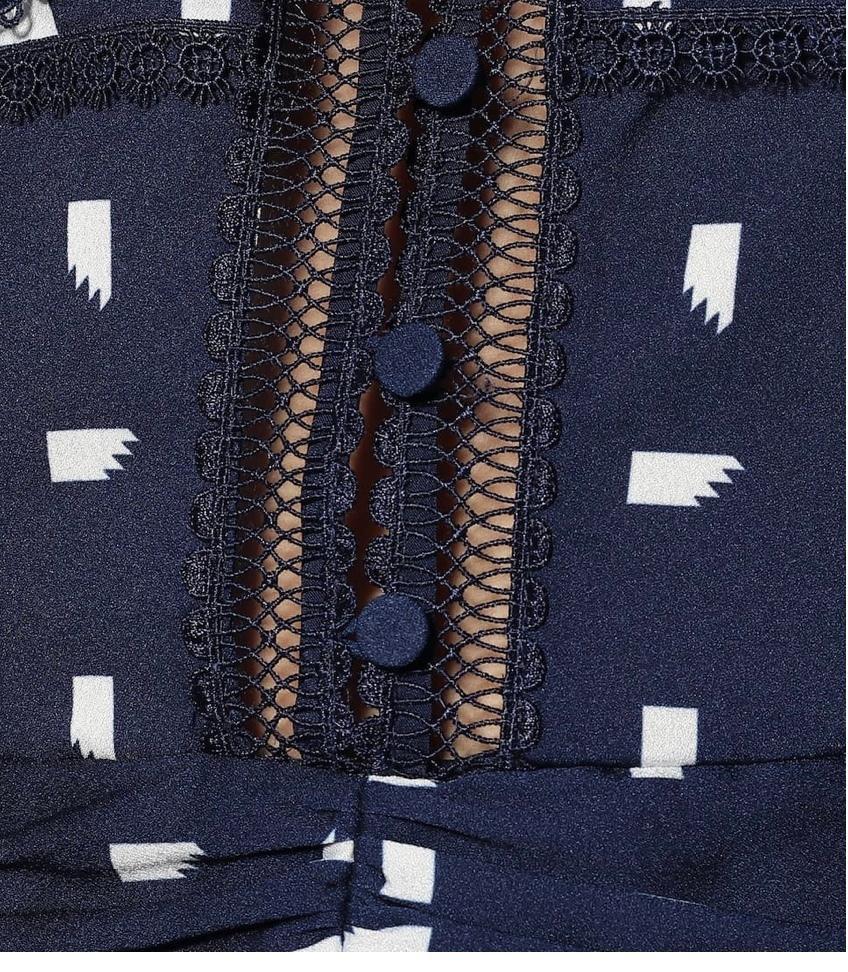 Self Portrait Sail Print Lace Trim Mini Dress navy Size 12 for rent on The Volte - main image