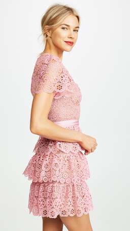 Self Portrait Pink Tiered Mini Dress pink size 8 for rent on The Volte - image 2