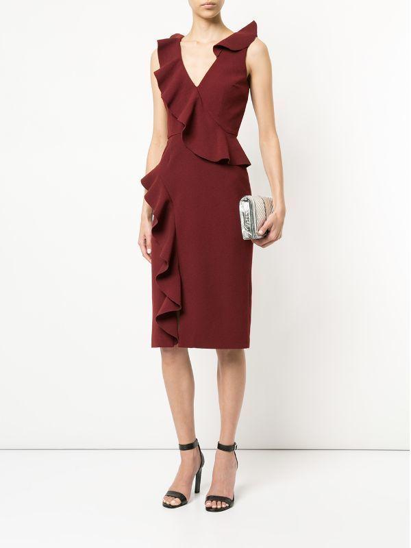 Rebecca Vallance Sylvette Midi Dress Burgundy Size 6 for rent on The Volte - main image