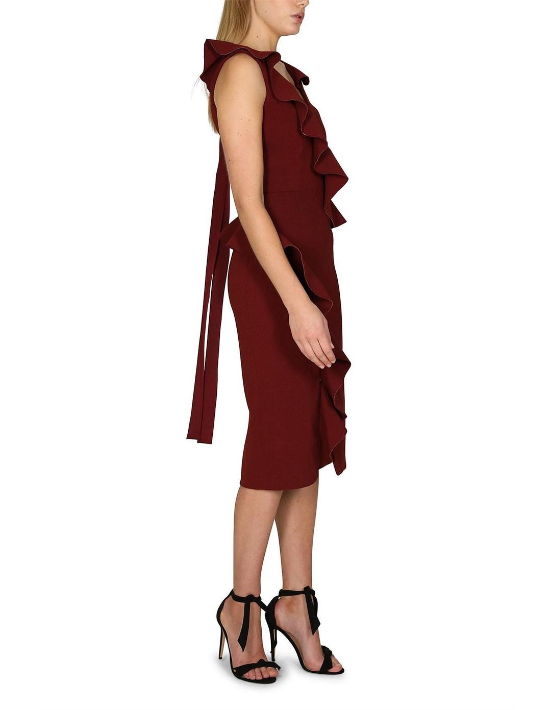 Rebecca Vallance Sylvette Midi Dress Burgundy Size 6 for rent on The Volte - main image