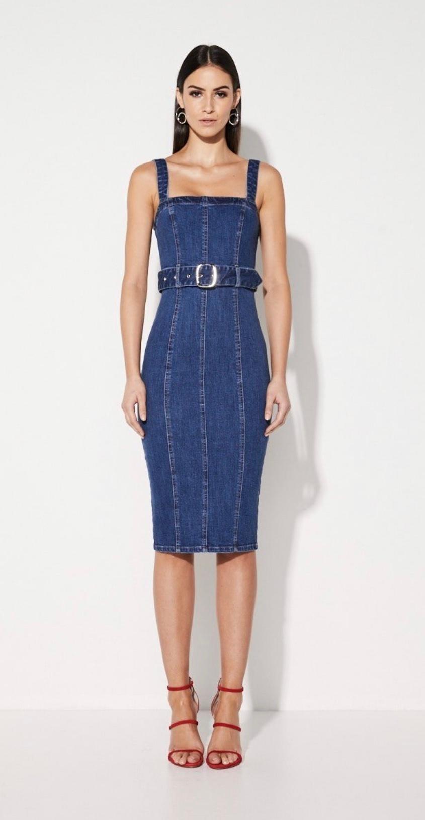 Mossman Denim Belted Dress size 8 for rent on The Volte - main image