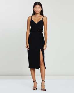 Shona Joy Fitted Cocktail Dress with Belt Black 10