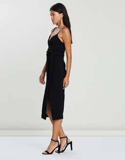 Shona Joy Fitted Cocktail Dress with Belt Black 10