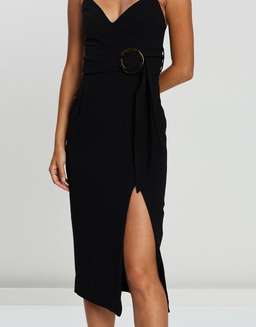 Shona Joy Fitted Cocktail Dress with Belt Black 10