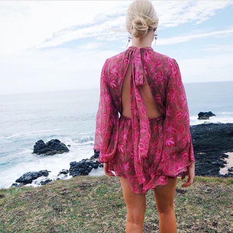 Zimmermann Karmic Flare Sleeve Playsuit Pink Paisley Chintz Size 0 / AU 8 for rent on The Volte - main image