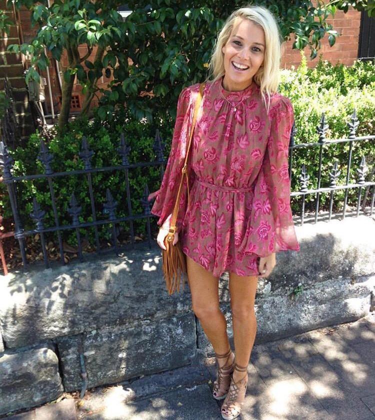 Zimmermann Karmic Flare Sleeve Playsuit Pink Paisley Chintz Size 0 / AU 8 for rent on The Volte - main image