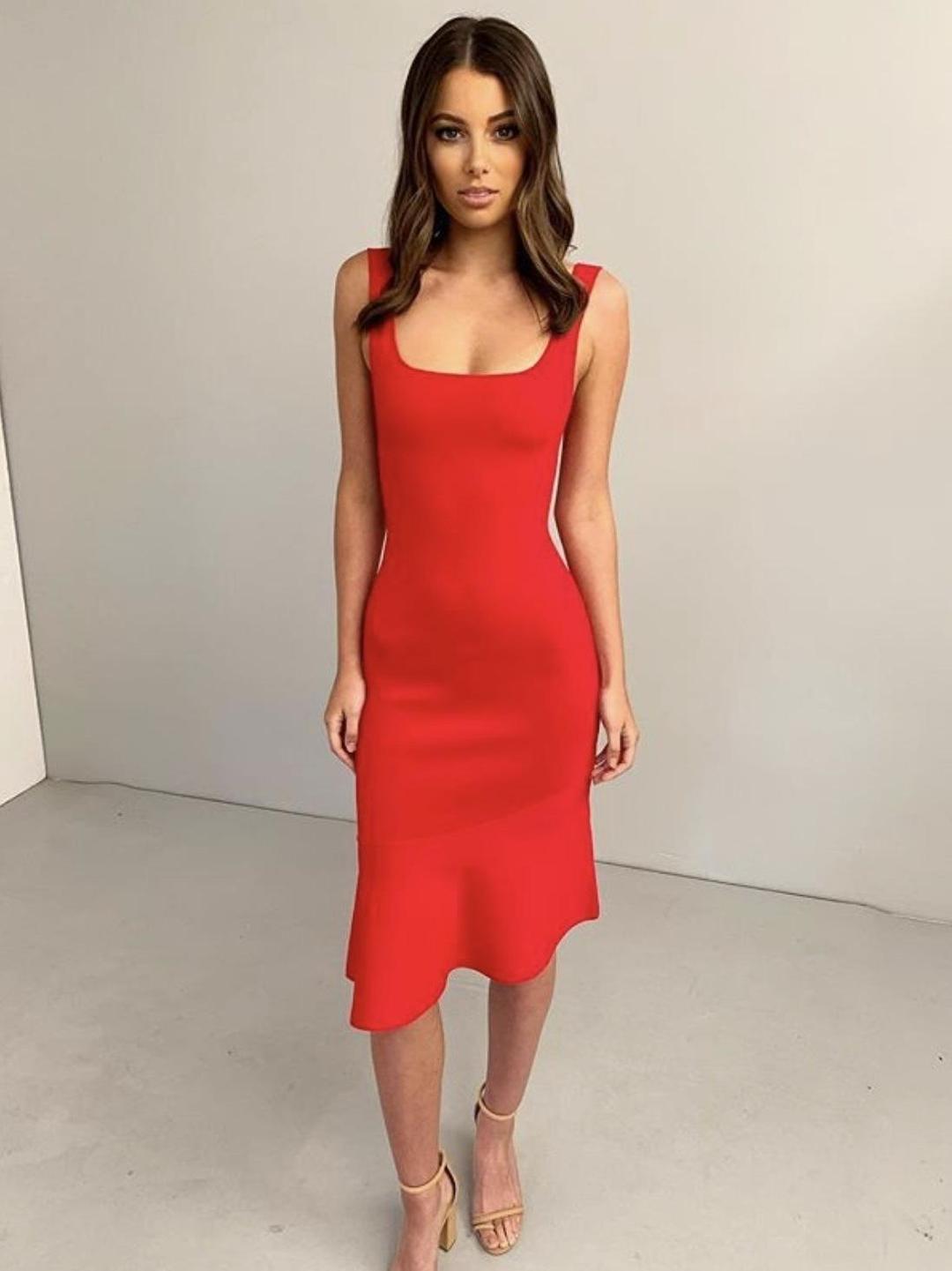 Kookai Miami Scoop Neck Dress red size 8 for rent on The Volte - main image