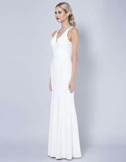 Bariano Gem Racerback Crepe Gown white Size 6 for rent on The Volte - image 2