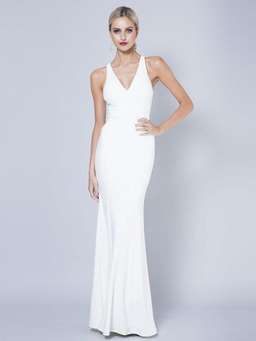 Bariano Gem Racerback Crepe Gown white Size 6 for rent on The Volte - image 1
