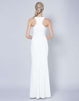 Bariano Gem Racerback Crepe Gown white Size 6 for rent on The Volte - image 3