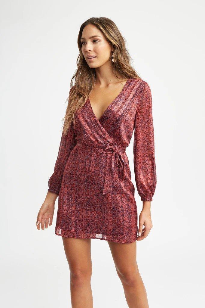 Kookai Zambia Dress in Rust Print Size 6 for rent on The Volte - main image