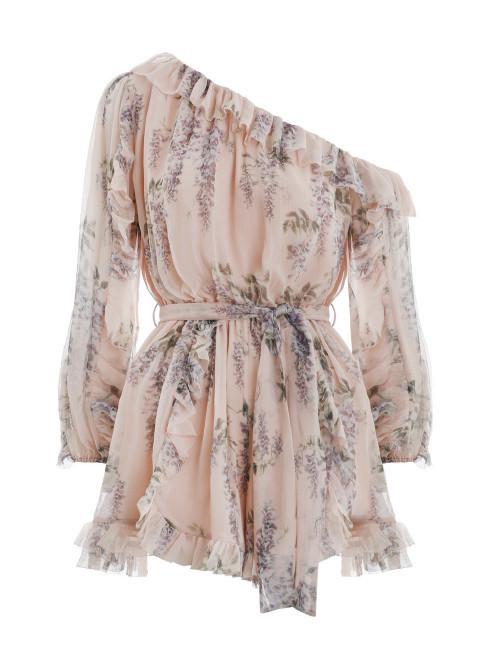 Zimmermann Folly Whimsy Playsuit Blush Nude Floral Size 0 / AU 8 for rent on The Volte - main image
