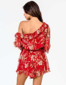 Zimmermann Corsair Iris Playsuit Red Washed Iris Size 0 / AU 8 for rent on The Volte - image 4