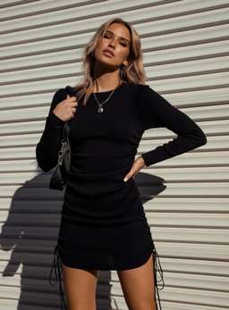 Military Minds Long Sleeve Dress - Black