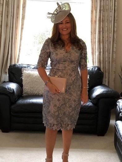 Review Lace Dress grey size 10 for rent on The Volte - main image