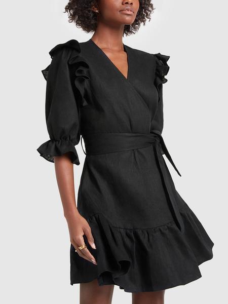 Matin Studio Ruffle wrap dress black size 10 for rent on The Volte - main image